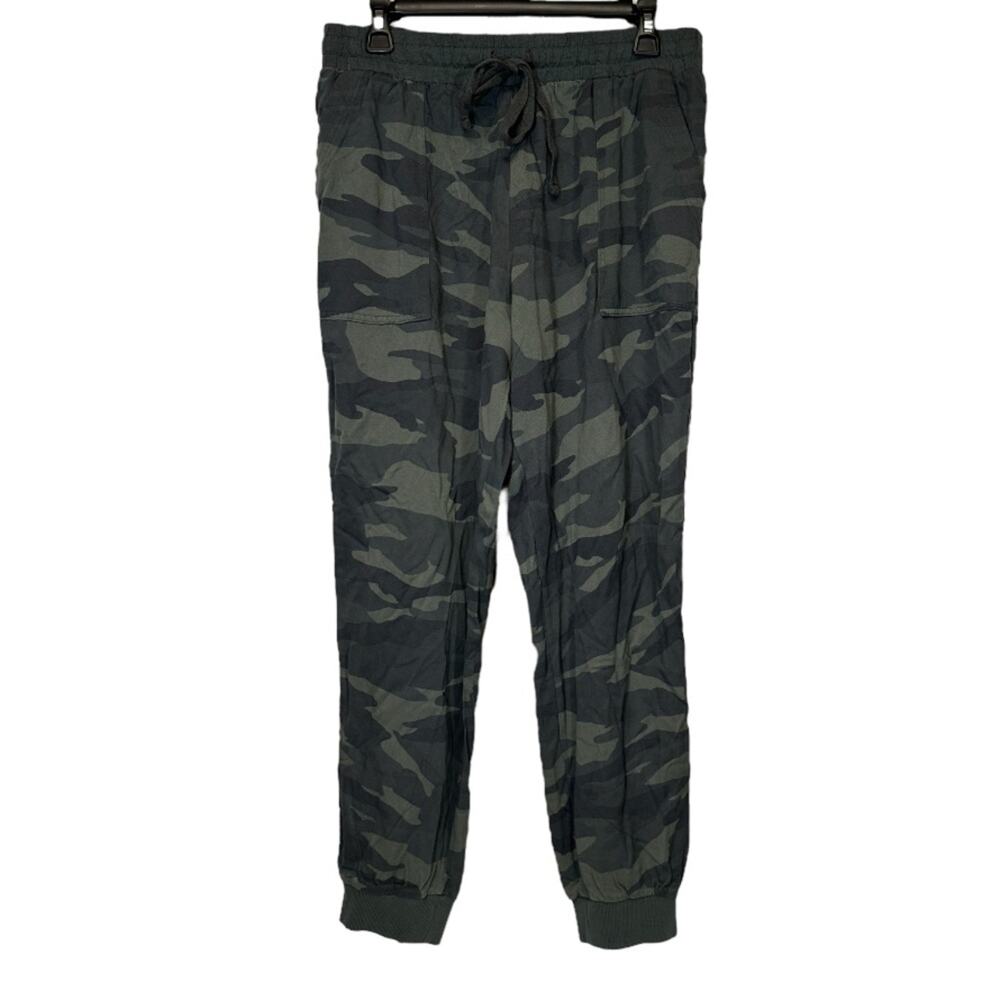 Splendid Green Camo Print High Rise Sweatpants Jogger Size L